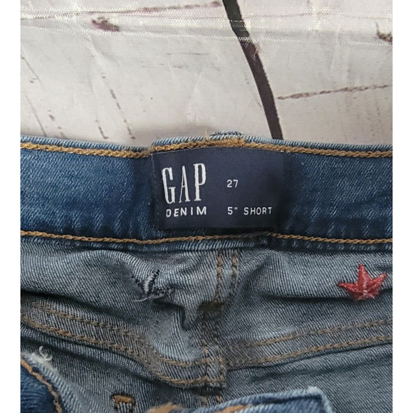 Gap Women's 5 " Embroidered Star Print Denim Shorts Medium Indigo 27 - Picture 7 of 9